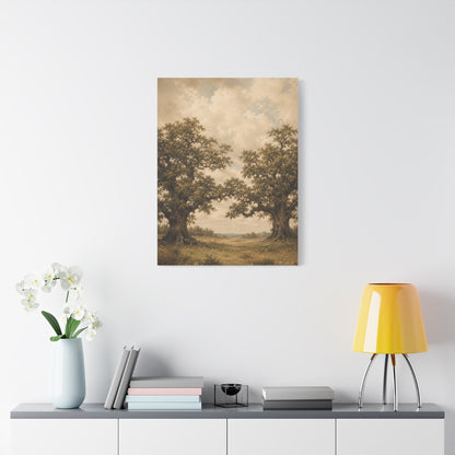Twin Oak Harmony Landscape Trees Wall Art & Canvas Print