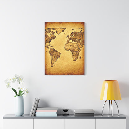 Vintage Portrait Sketch Map Background Wall Art & Canvas Print