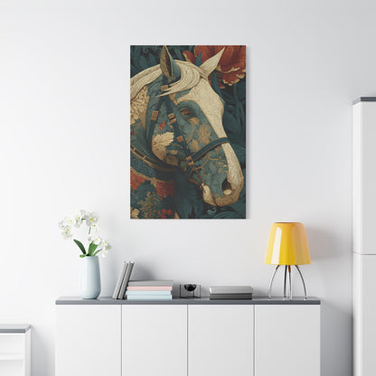 Ornamental Botanical Horse Portrait Wall Art & Canvas Print