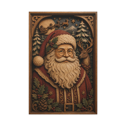 Layered Wooden Santa Relief Wall Art & Canvas Print