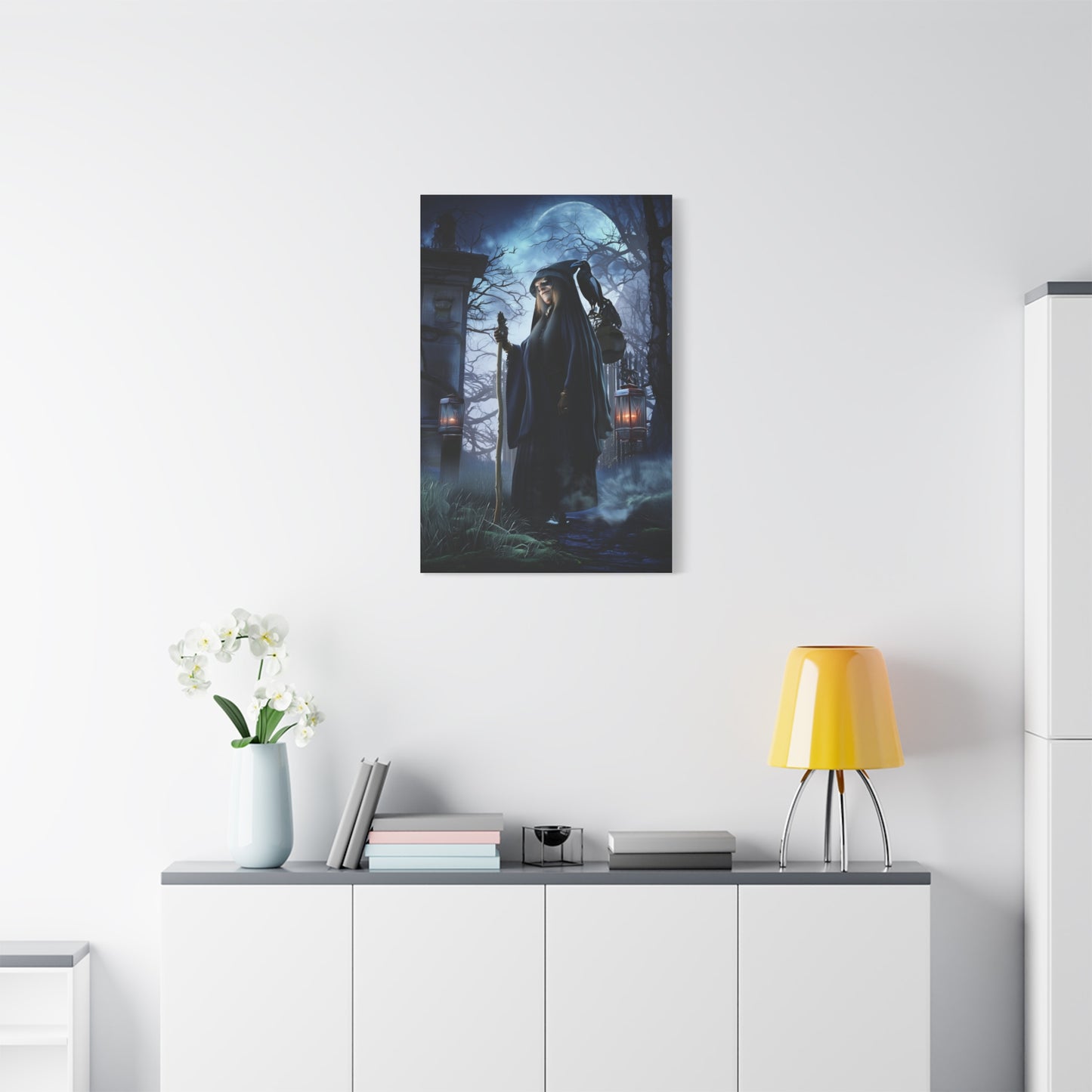 Witch with Raven Dark Fantasy Wall Art & Canvas Print