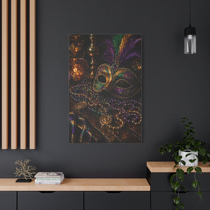 Mardi Gras Mask & Beads Still Life Wall Art & Canvas Print