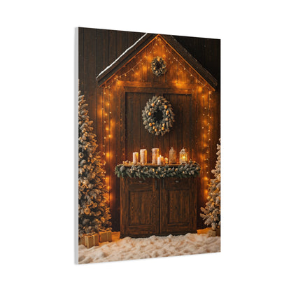 Festive Christmas Entrance With Wreath and Candlelight Wall Art & Canvas Print