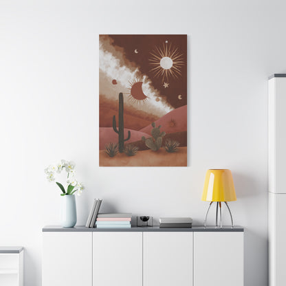Boho Desert Sun and Moon Landscape Wall Art & Canvas Print