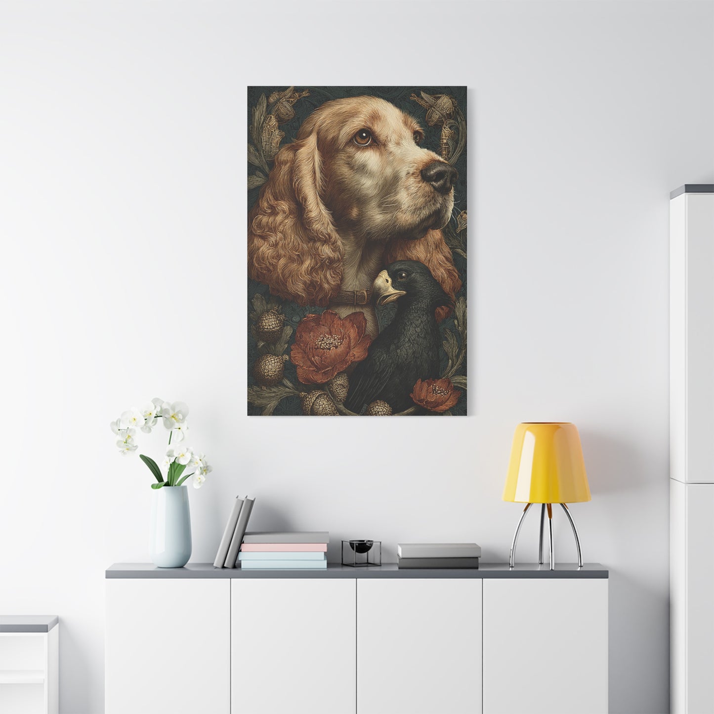 English Cocker Spaniel Botanical Heritage Portrait Wall Art & Canvas Print