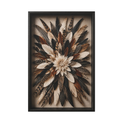 Feather Burst Rustic Shadowbox Wall Art & Canvas Print