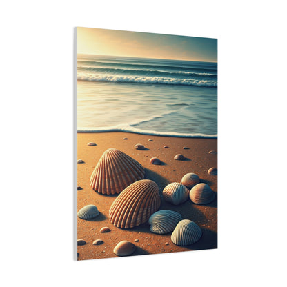 Seashell Collection on Warm Coastal Sand Wall Art & Canvas Prints