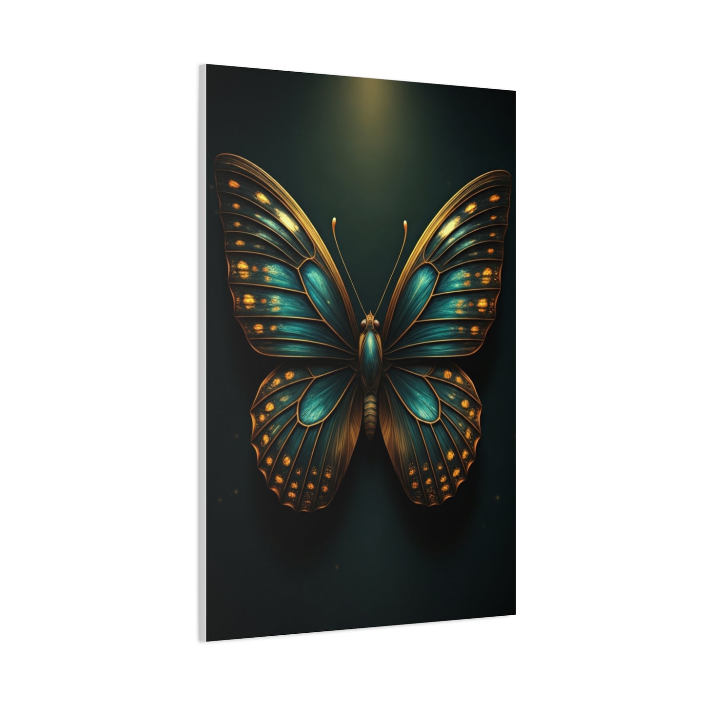 Emerald Gold Butterfly Symmetry Portrait Wall Art & Canvas Prints
