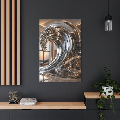 Luxury Chrome Wave Sculpture Interior Wall Art & Canvas Print