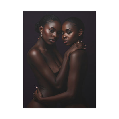 Intimate Dual Portrait Embrace Wall Art & Canvas Print