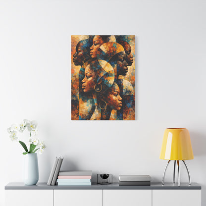 Abstract Overlapping African Profiles Wall Art & Canvas Print