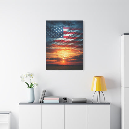 American Flag Sunset Glory Wall Art & Canvas Prints