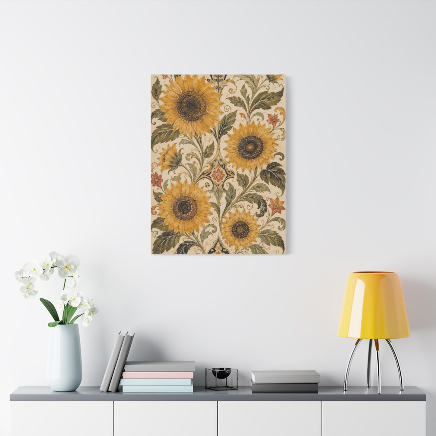 Ornate Floral Sunflower Tapestry Wall Art & Canvas Print