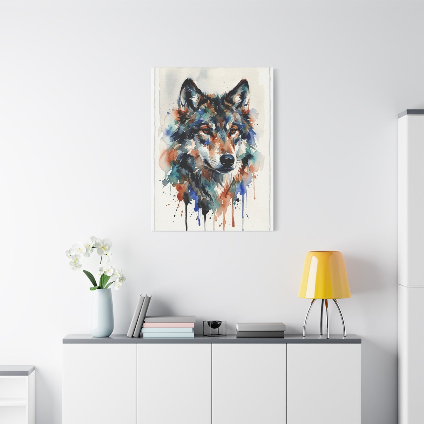 Watercolor Expression Wolf Portrait Abstract Wall Art & Canvas Print