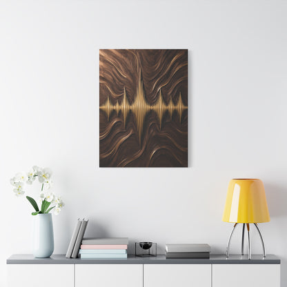 Golden Acoustic Wave Woodgrain Wall Art & Canvas Print