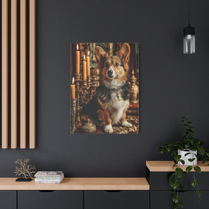 Candlelit Royal Corgi Portrait Wall Art & Canvas Print