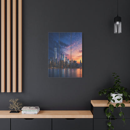 Blue Hour Skyline Triptych Wall Art & Canvas Print