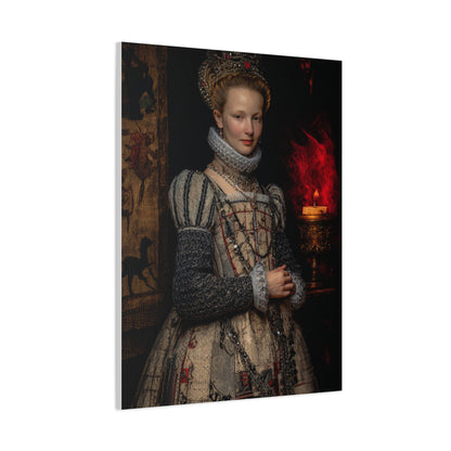 Renaissance Queen in Candlelit Court Portrait Wall Art & Canvas Print
