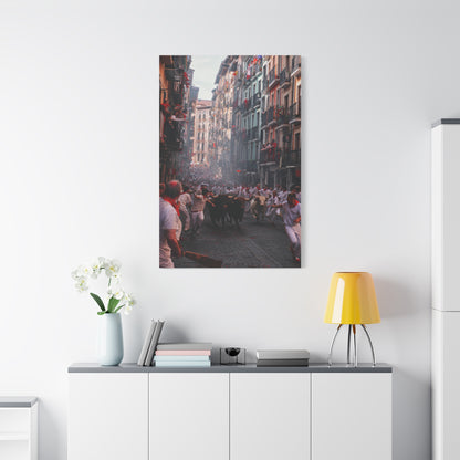 San Fermín Running of the Bulls Street Charge Wall Art & Canvas Print