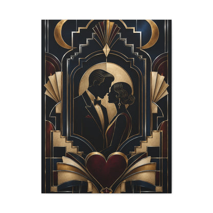 Neo-Deco Midnight Lovers Silhouette Wall Art & Canvas Print
