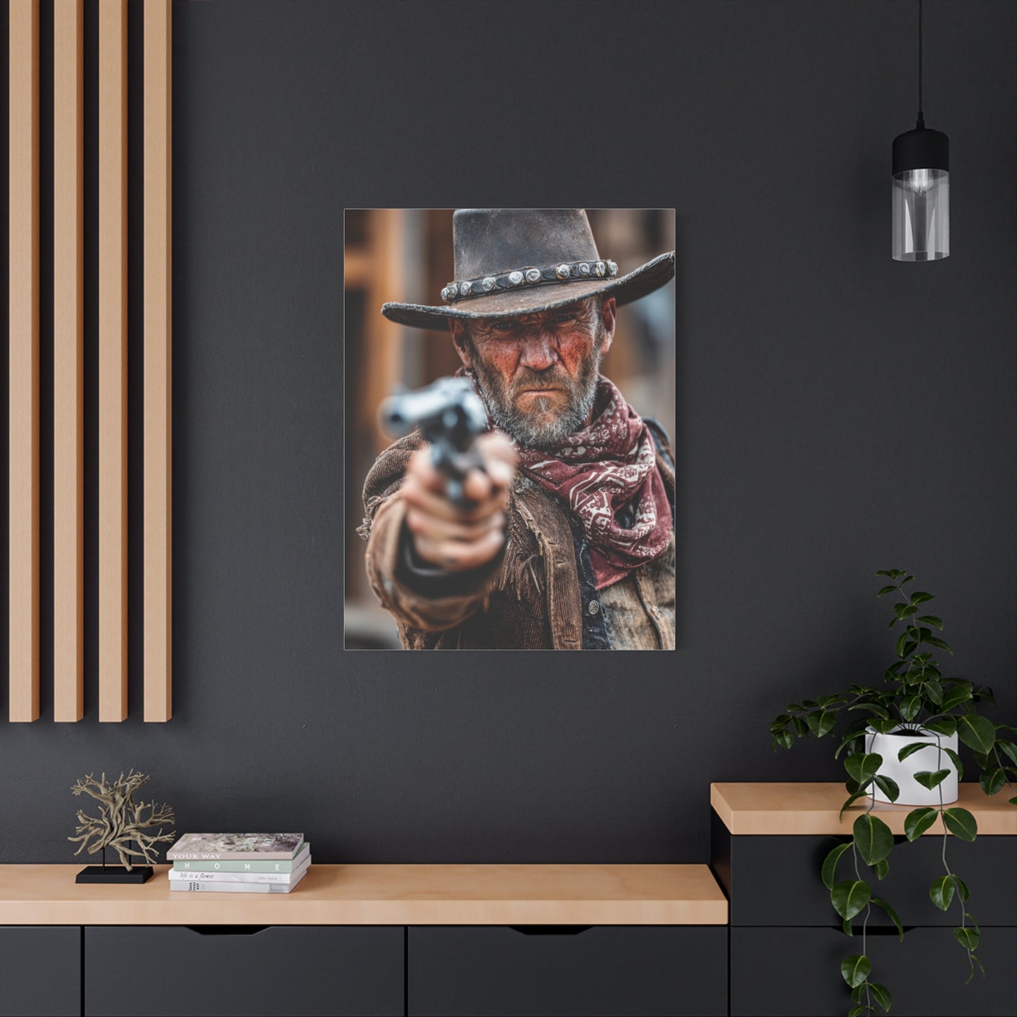 Cowboy Campfire in the Mountain Valley Wall Art & Canvas Print