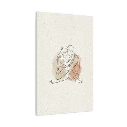 Minimal Line Art Intimate Embrace Wall Art & Canvas Print