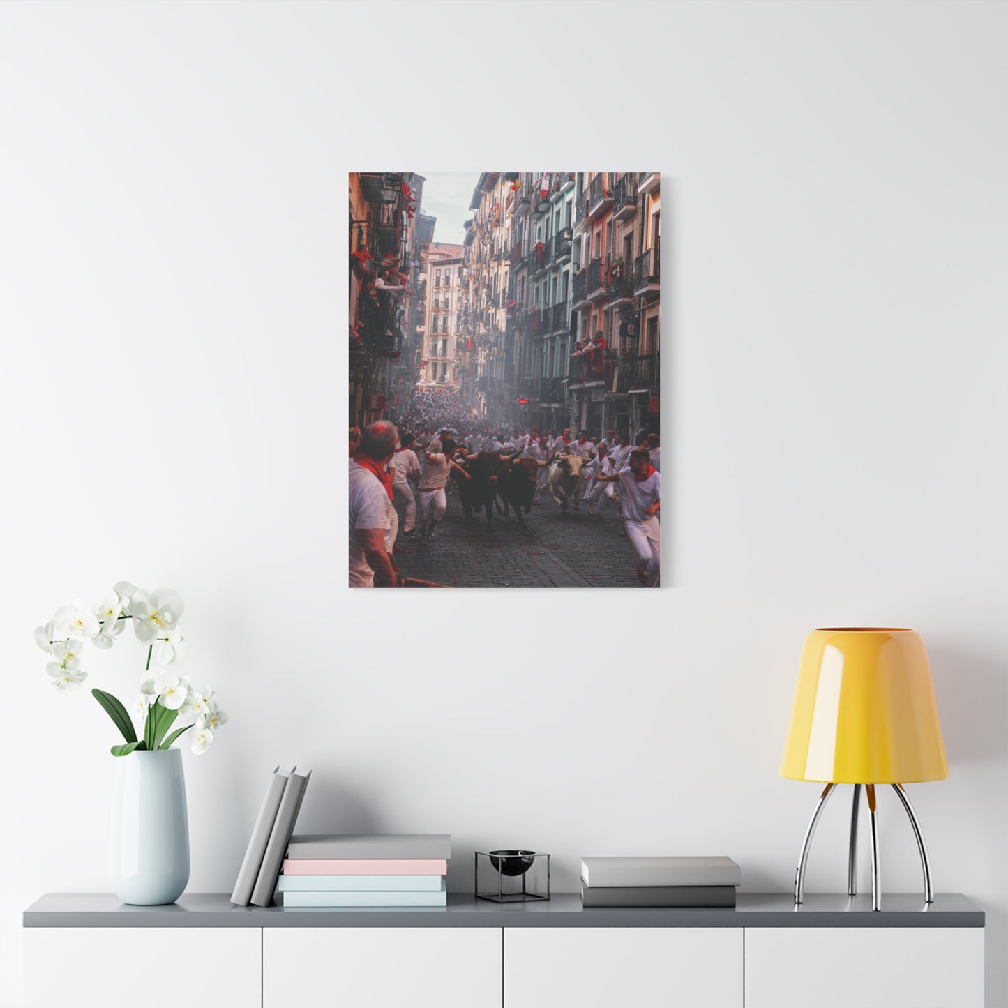 San Fermín Running of the Bulls Street Charge Wall Art & Canvas Print