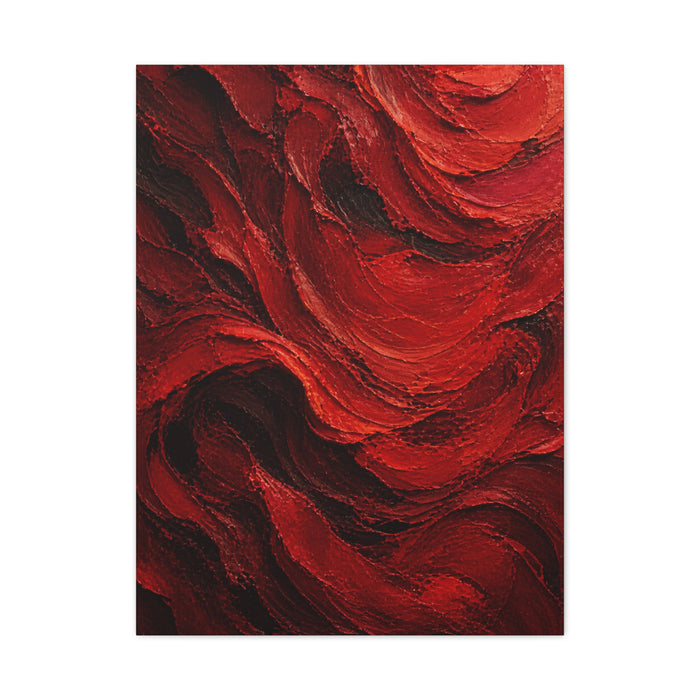 Crimson Wave Impasto Texture Wall Art & Canvas Print
