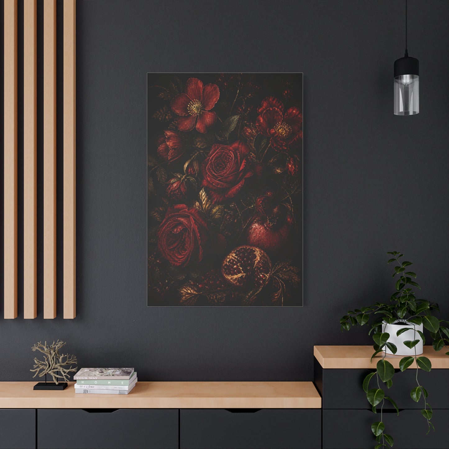 Dark Red Botanical Still Life Wall Art & Canvas Print