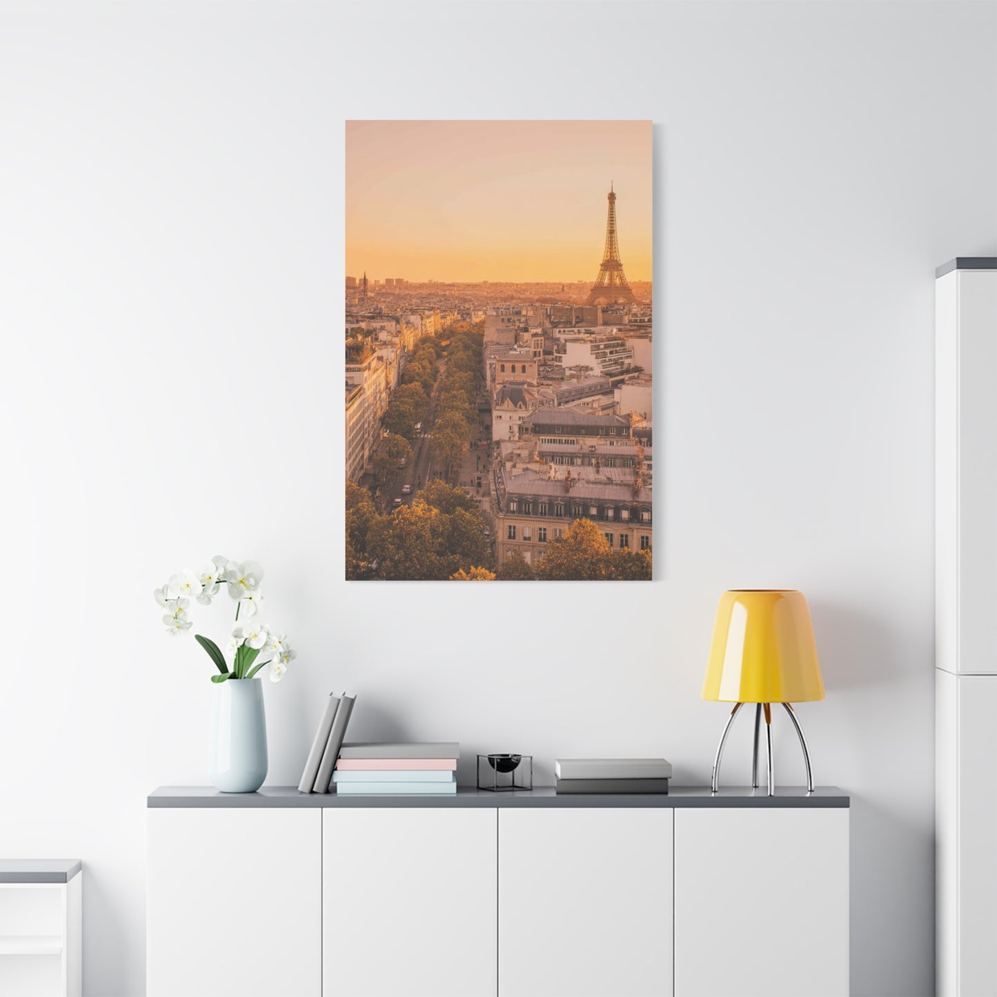 Paris Golden Sunset Skyline Wall Art & Canvas Print