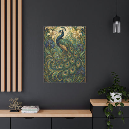 Art Nouveau Ornamental Peacock Garden Wall Art & Canvas Print