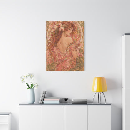 Art Nouveau Pink Muse Portrait Wall Art & Canvas Print