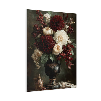 Burgundy Dahlia Floral Still Life Wall Art & Canvas Print