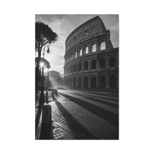 Colosseum Morning Light Monochrome Wall Art & Canvas Print