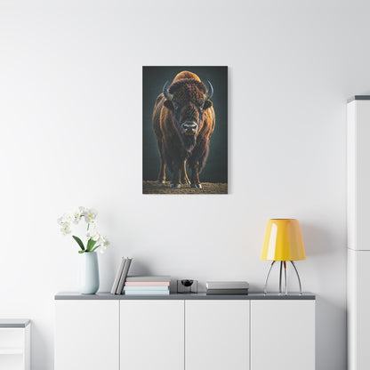 American Bison Emerging from Dust Prairie Wall Art & Canvas Print