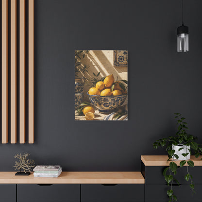 Mediterranean Lemon Still Life Ceramic Bowl Wall Art & Canvas Print