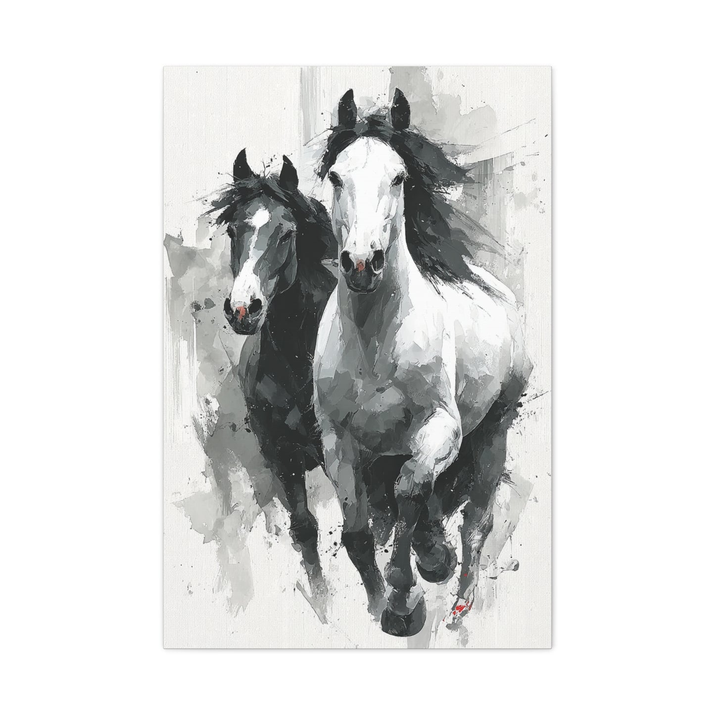 Monochrome Running Horses Abstract Wall Art & Canvas Print