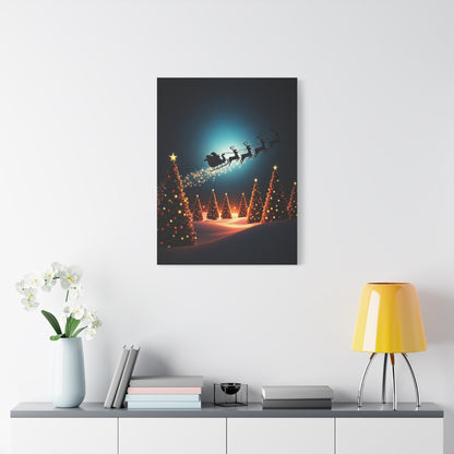 Santa Sleigh Midnight Flight Wall Art & Canvas Print