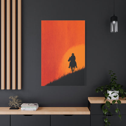 Cowboy Sunset Ridge Silhouette Wall Art & Canvas Print