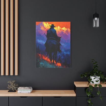 Sunset Ridge Cowboy Painting Wall Art & Canvas Print