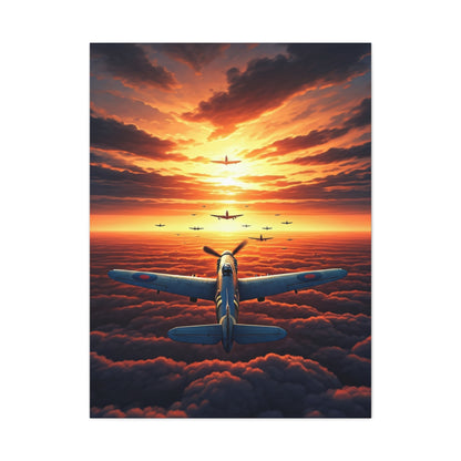 Sunset Flight Above the Clouds Wall Art & Canvas Prints