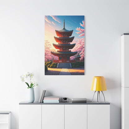 Traditional Pagoda Surrounded by Sakura Blossoms Wall Art & Canvas Prints