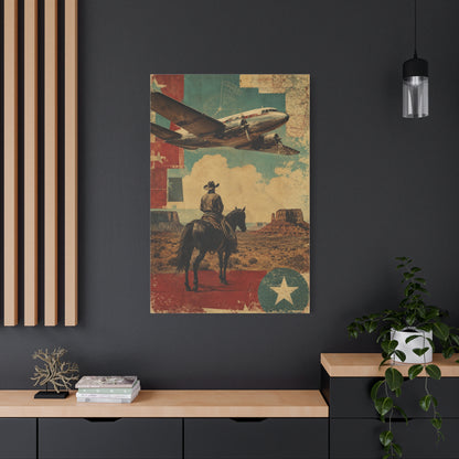 Mid-Century Western Aviation Collage Wall Art & Canvas Print