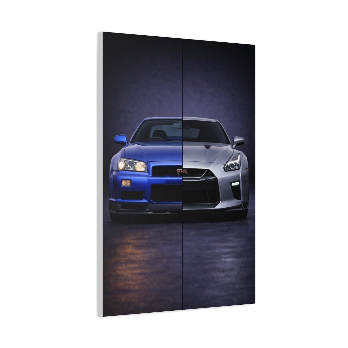 Nissan GT R Split R34 Skyline vs R35 Evolution Wall Art & Canvas Prints