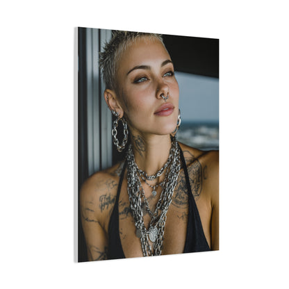 Tattooed Woman Urban Editorial Portrait Wall Art & Canvas Print