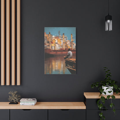 Mediterranean Industrial Harbor Contemporary Wall Art & Canvas Print