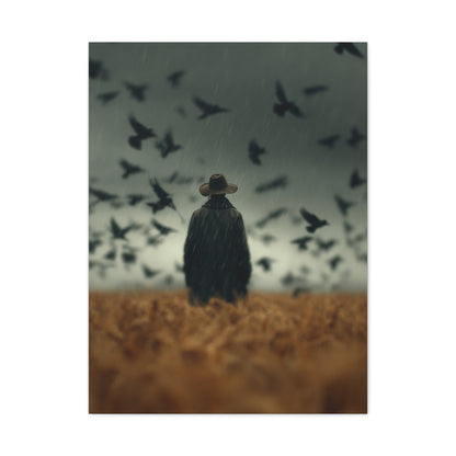 Scarecrow and Crows Autumn Field Wall Art & Canvas Print