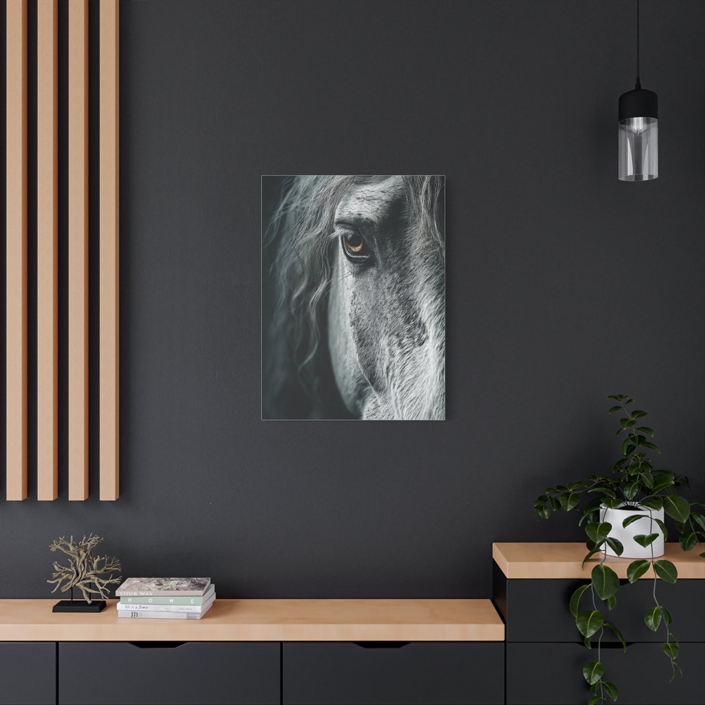 Horse Eye Intimate Monochrome Wall Art & Canvas Print