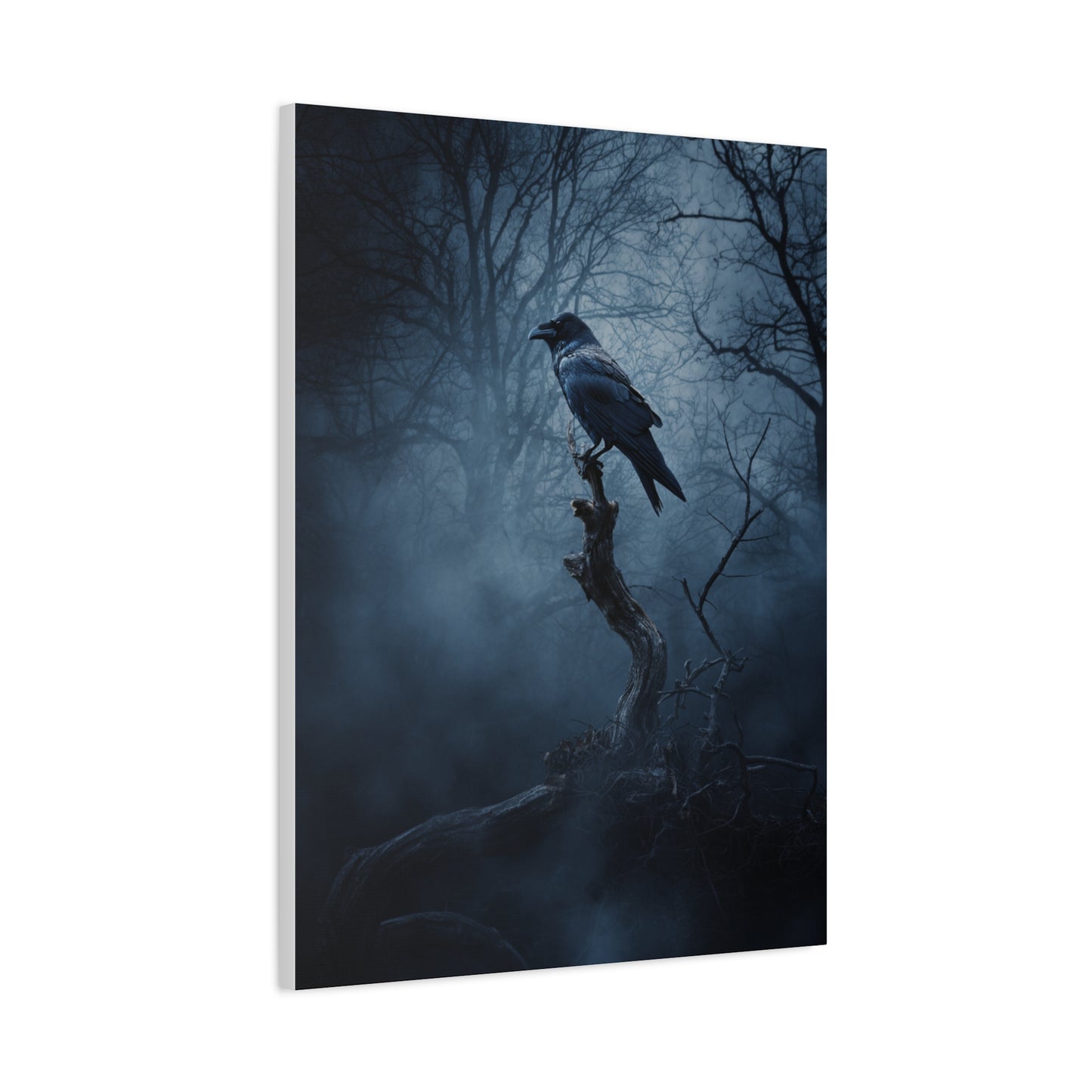 Solitary Raven on Twisted Branch Wall Art & Canvas Print