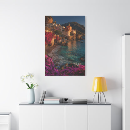 Amalfi Coast Bougainvillea Cliffs Wall Art & Canvas Print
